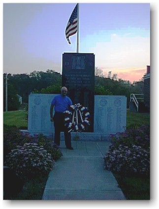 Gilbert Harbin, up early on a Memorial Day to place a wreath at the town's monument to our servicemen and women