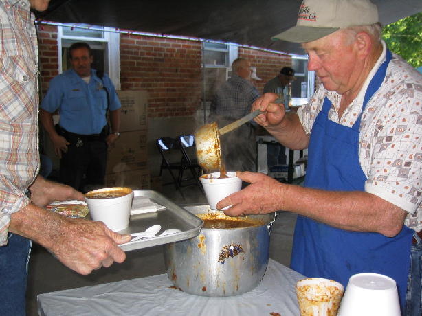 Dave Carls dishes up some hot soup.