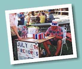 Myron Beard accepts donations to support the Village's 4th of July fireworks.