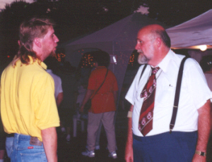 Ken Bradbury chats with a former student