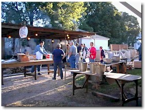 Early birds in the soup line. Kettle service starts at 8:00 a.m. on both days of the Burgoo.