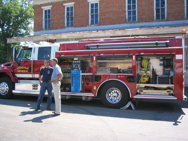 Arenzville Fire Department's new fire engine, equipped with some of the latest technology, was displayed at their July 2006 open house.