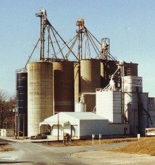 Grain elevators at the edge of town